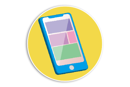 yellow background icon with a smartphone illustration
